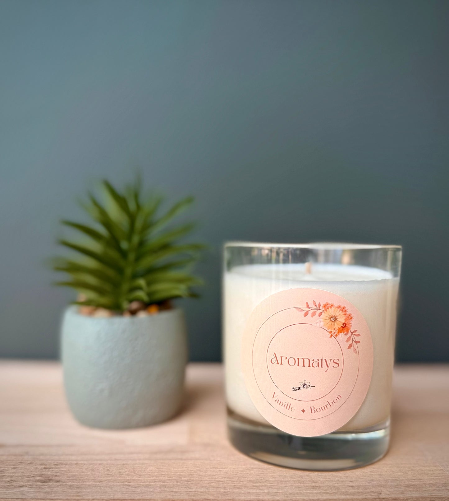 Bougie vanille bourbon avec décor