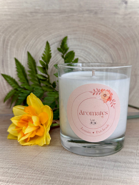 Bougie jasmin patchouli avec décor